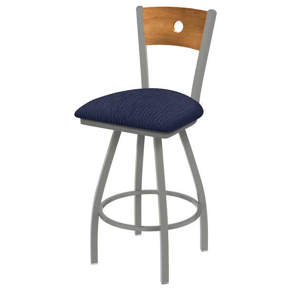 30" Swivel Counter Stool, SS Finish, Med Back, Graph Anchor Seat